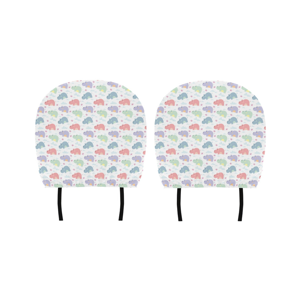 Hippopotamus Pattern Print Design 03 Car Headrest Cover