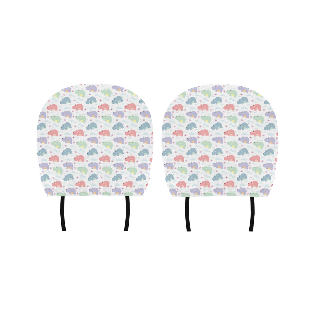 Hippopotamus Pattern Print Design 03 Car Headrest Cover