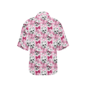 Yorkshire Terrier Pattern Print Design 03 Women's All Over Print Hawaiian Shirt