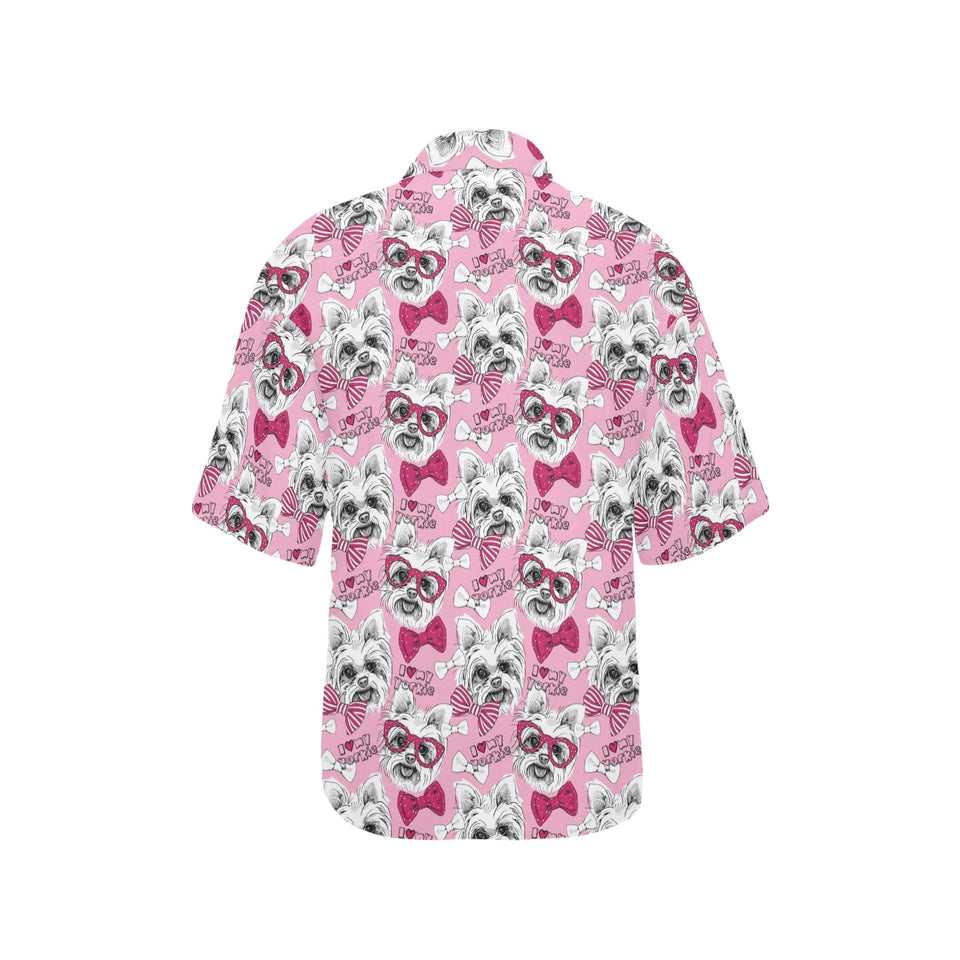 Yorkshire Terrier Pattern Print Design 03 Women's All Over Print Hawaiian Shirt