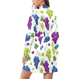 Grape pattern Women's Long Sleeve Belted Night Robe