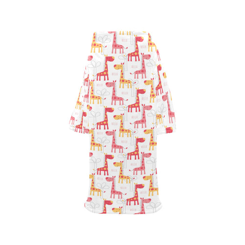 Giraffe Pattern Print Design 03 Blanket Robe with Sleeves