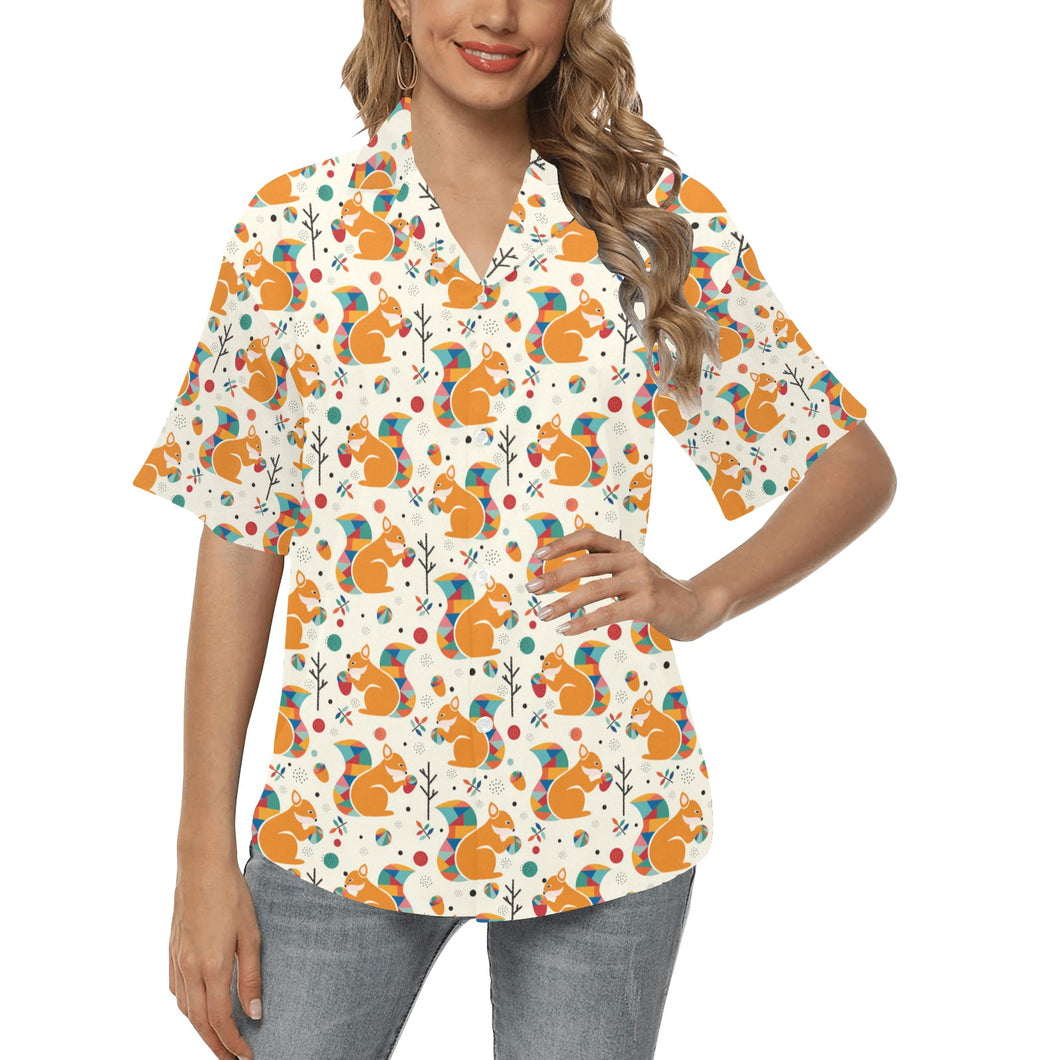 Squirrel Pattern Print Design 04 Women's All Over Print Hawaiian Shirt