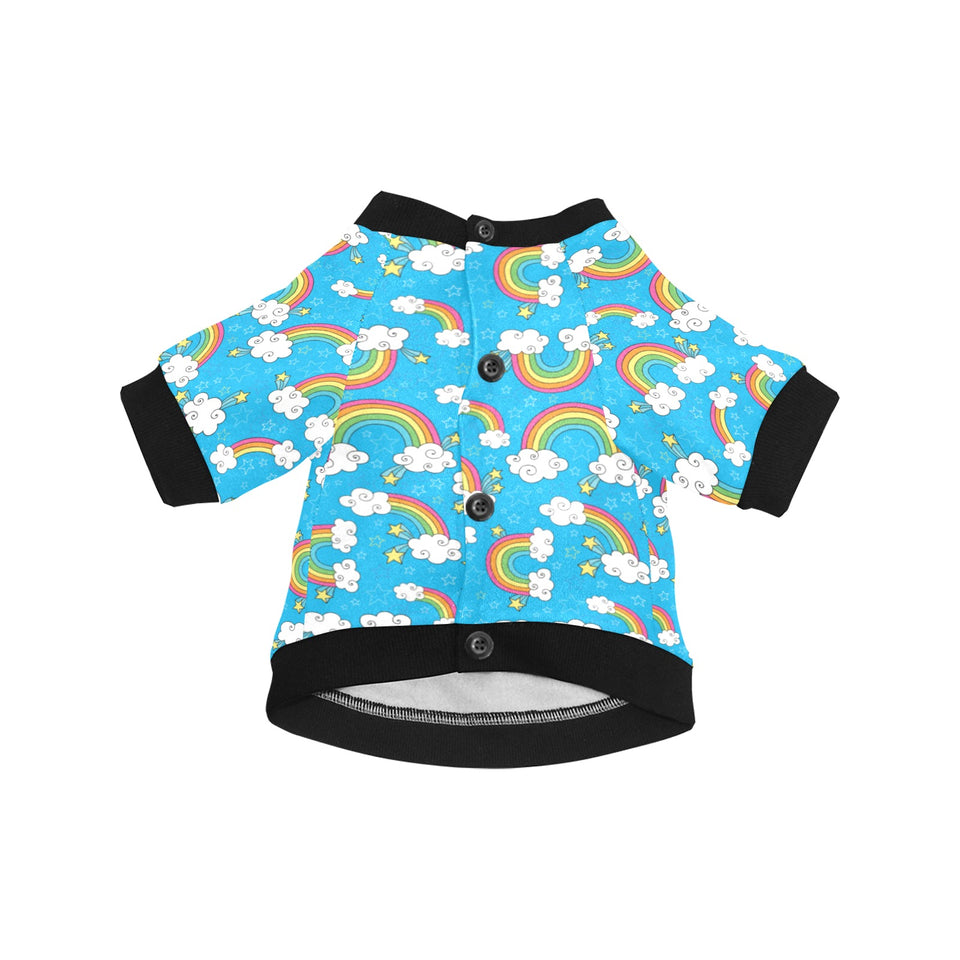 Rainbows Sky Clouds Pattern All Over Print Pet Dog Round Neck Fuzzy Shirt