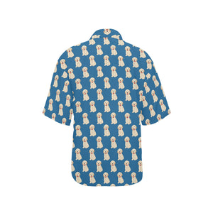 Golden Retriever Pattern Print Design 03 Women's All Over Print Hawaiian Shirt
