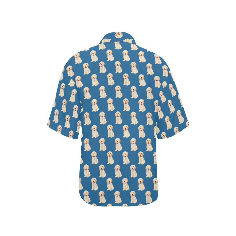 Golden Retriever Pattern Print Design 03 Women's All Over Print Hawaiian Shirt