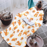 Brown pomeranian pattern Blanket Robe with Sleeves