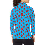 Ladybug Pattern Print Design 02 Women's Long Sleeve Polo Shirt