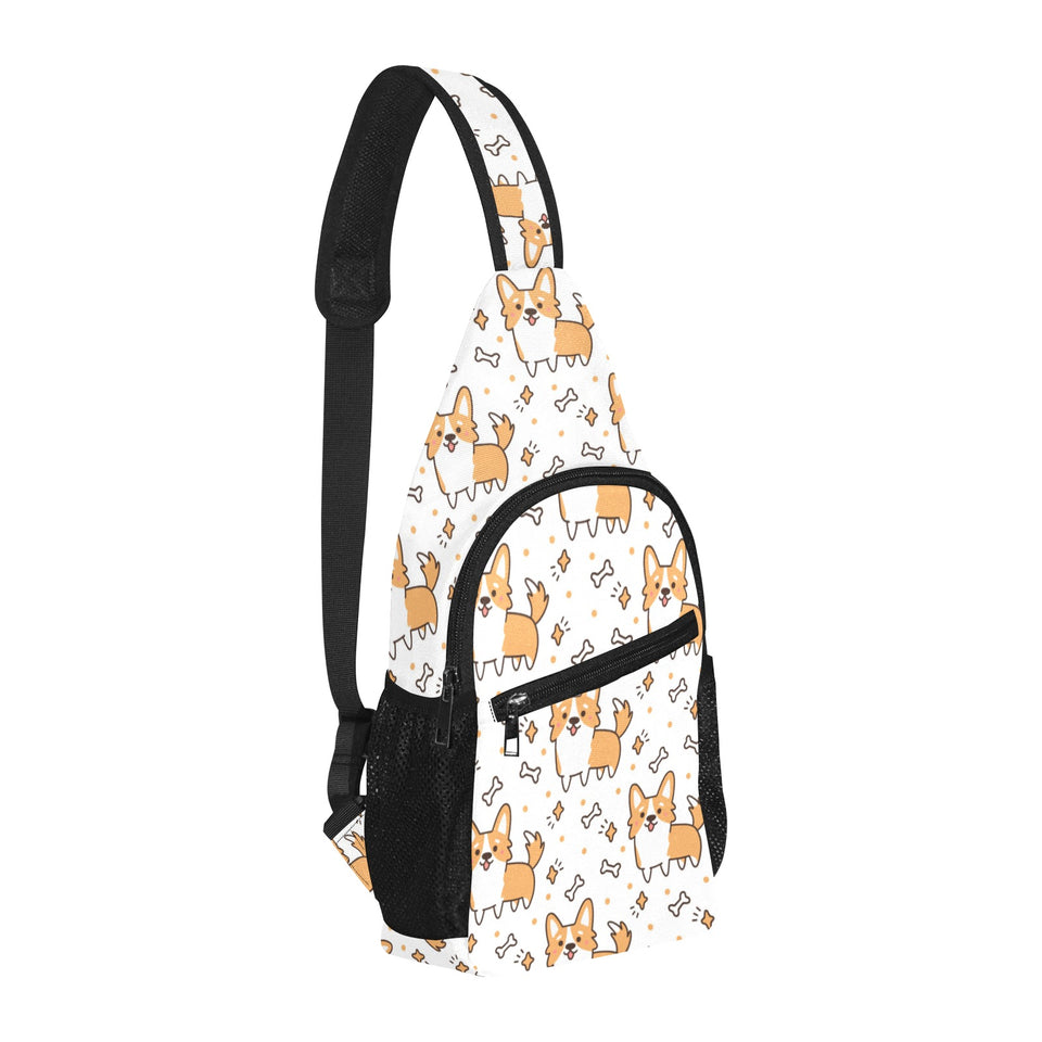 Cute corgi heart star bone pattern All Over Print Chest Bag