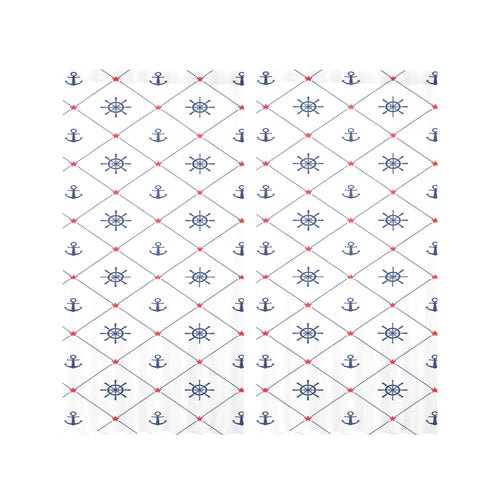 Anchor rudder nautical design pattern Gauze Curtain