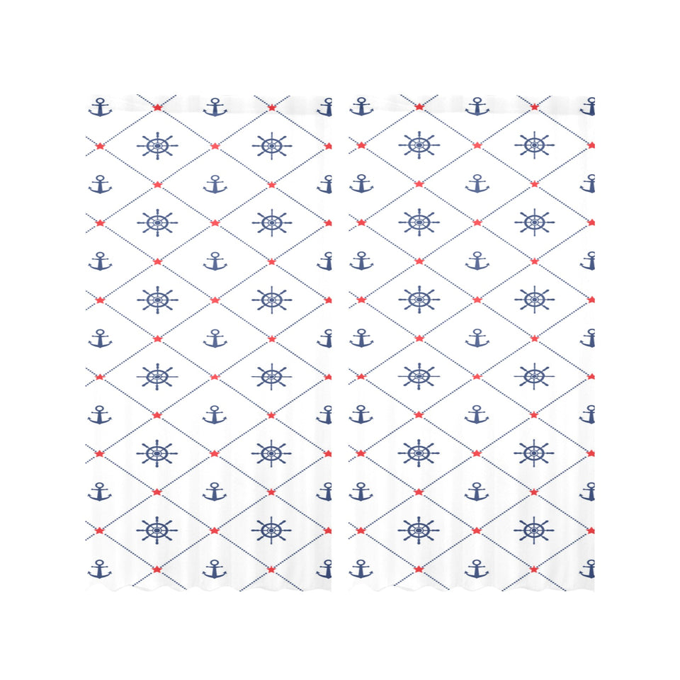 Anchor rudder nautical design pattern Gauze Curtain