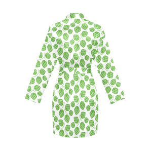 Hop pattern background Women's Long Sleeve Belted Night Robe