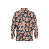Christmas gingerbread cookie pattern Men's Long Sleeve Polo Shirt