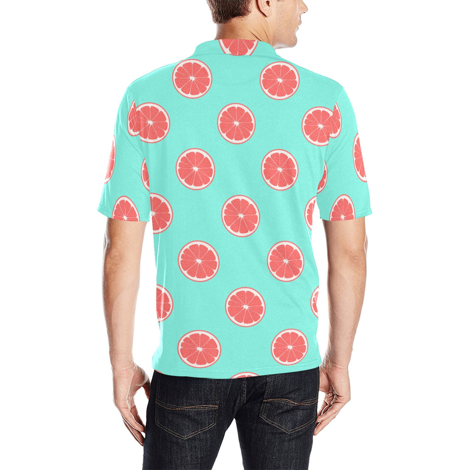 Grapefruit green background Men's All Over Print Polo Shirt