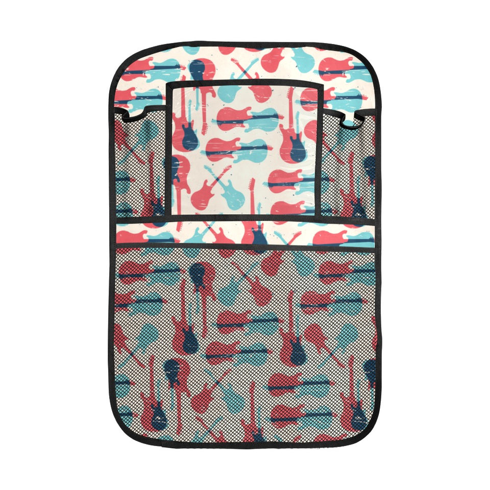 Red Blue guitar pattern Car Seat Back Organizer