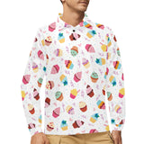 Cake cupcake design pattern Men's Long Sleeve Polo Shirt