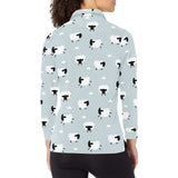 Sheep polka dot cloud pattern Women's Long Sleeve Polo Shirt
