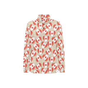 Canada Pattern Print Design 01 Women's Long Sleeve Polo Shirt