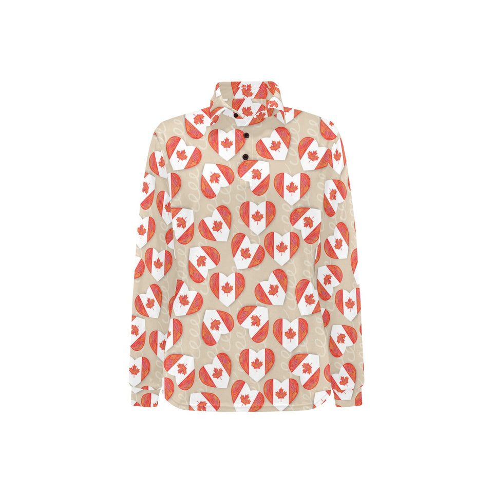 Canada Pattern Print Design 01 Women's Long Sleeve Polo Shirt