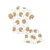 Sketch style cookie pattern Kids' Boys' Girls' V-Neck Short Pajama Set