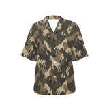 Horse Camouflage Pattern Women's All Over Print Hawaiian Shirt
