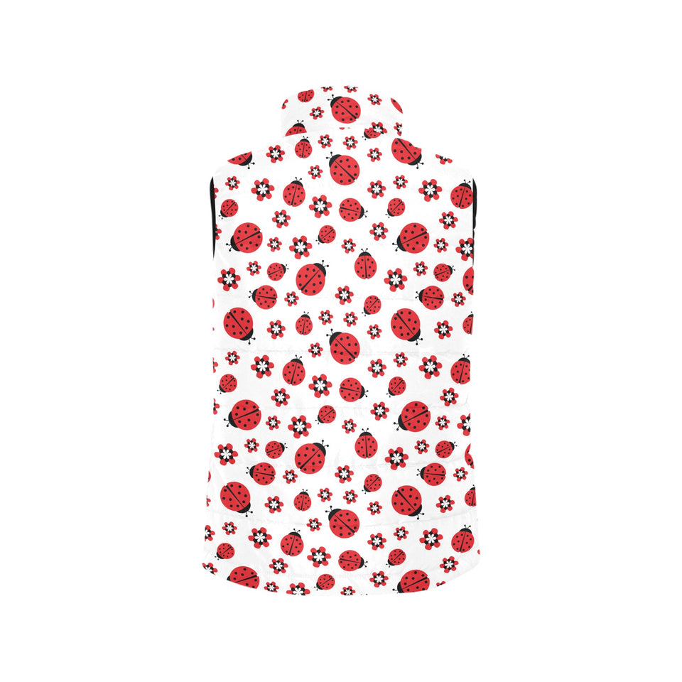 Ladybug Pattern Print Design 04 Women's Padded Vest
