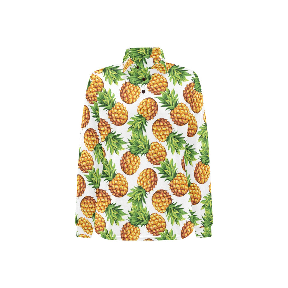 Pineapples design pattern Women's Long Sleeve Polo Shirt