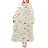 Jack Russel Pattern Print Design 02 Blanket Robe with Sleeves