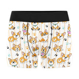Cute dog corgi striped background pattern Men's All Over Print Boxer Briefs Men's Underwear