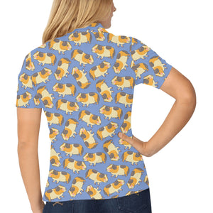 Guinea Pig Pattern Print Design 02 Women's All Over Print Polo Shirt