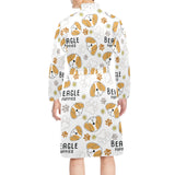 Cute beagle dog pattern background Men's Long Sleeve Belted Night Robe