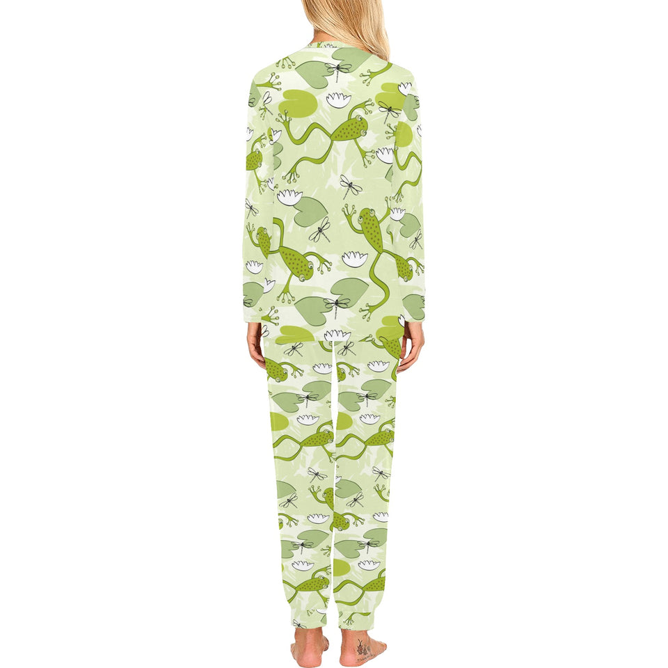 Cute frog dragonfly pattern Women's All Over Print Pajama Set