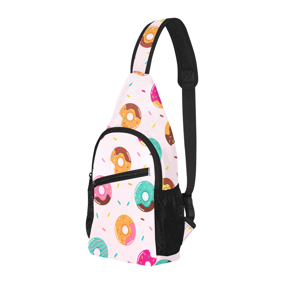 Donut pattern glaze pink background All Over Print Chest Bag