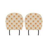 Cute brown pomeranian puppy on blue Car Headrest Cover