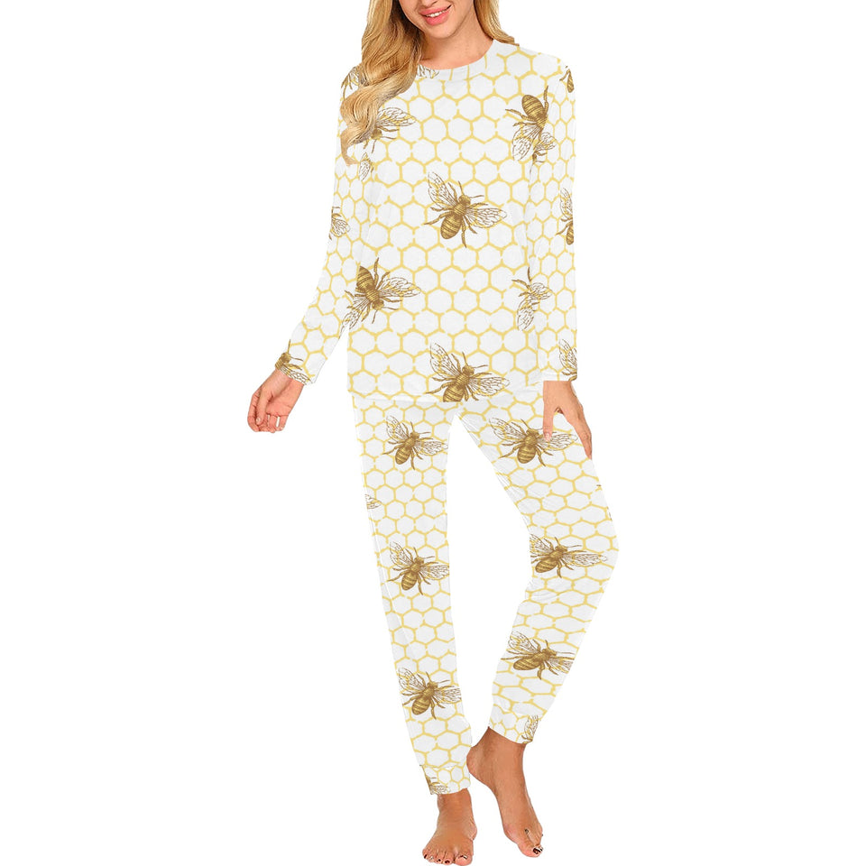 Bee honeycomb seamless design pattern Women's All Over Print Pajama Set