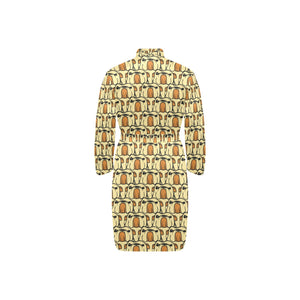English Bulldog Pattern Print Design 02 Men's Long Sleeve Belted Night Robe