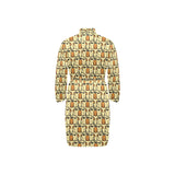 English Bulldog Pattern Print Design 02 Men's Long Sleeve Belted Night Robe
