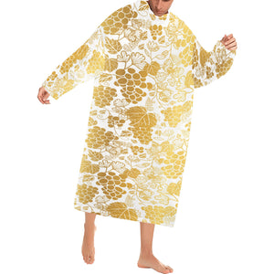 Gold grape pattern Blanket Robe with Sleeves
