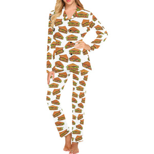 Sandwich Pattern Print Design 02 Women's Long Pajama Set