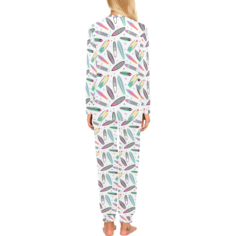 Surfboard Pattern Print Design 04 Women's All Over Print Pajama Set