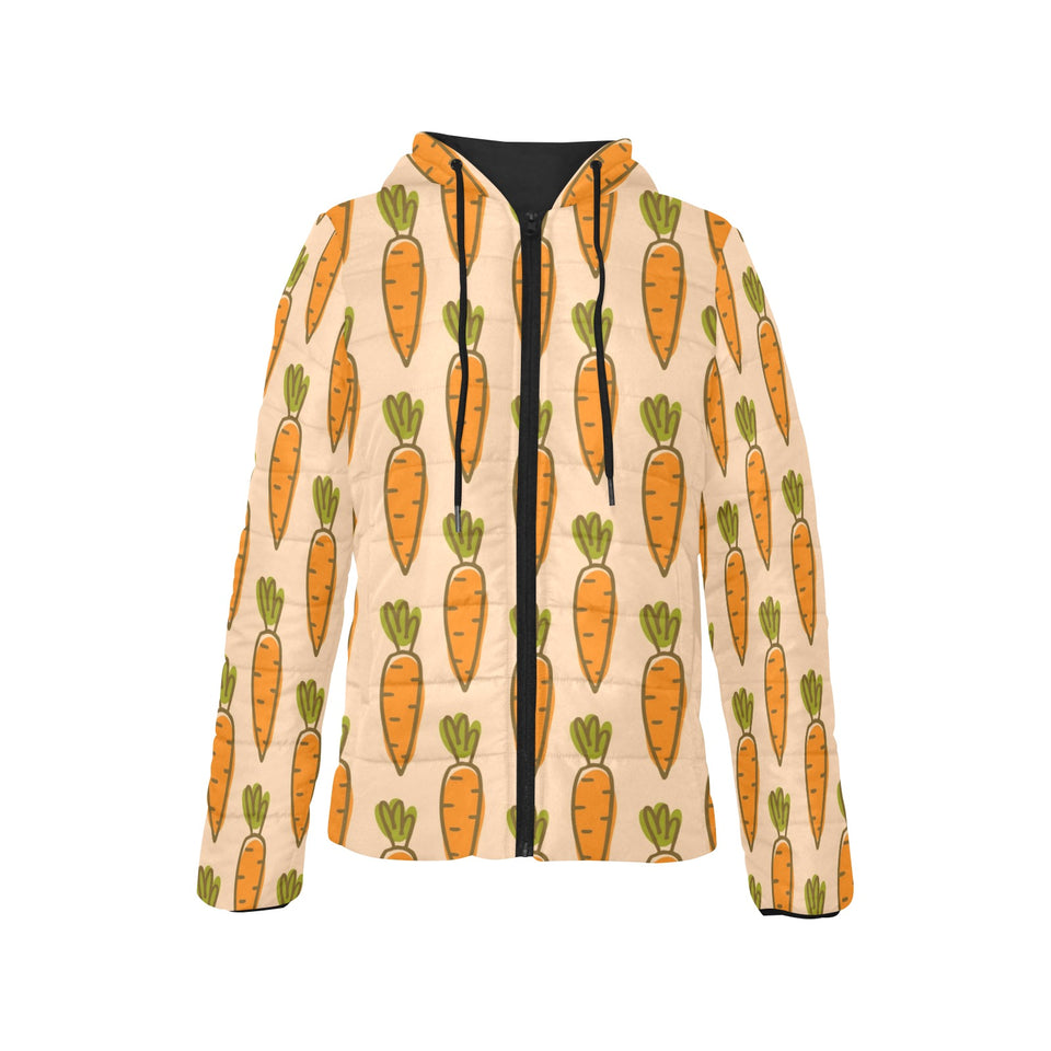 Carrot Pattern Print Design 04 Women's Padded Hooded Jacket