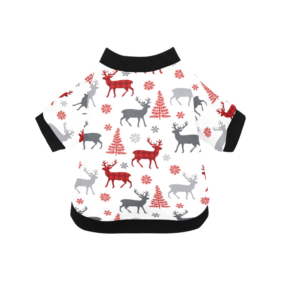 Deer tree snowflakes chrismas pattern All Over Print Pet Dog Round Neck Fuzzy Shirt