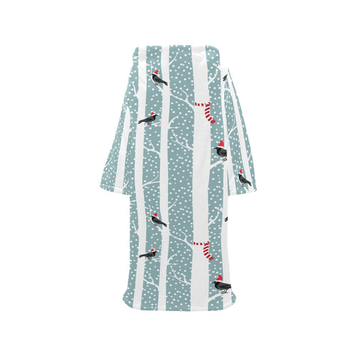 Crows christmas hat scarf Blanket Robe with Sleeves