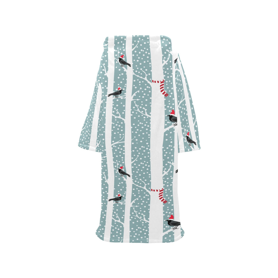 Crows christmas hat scarf Blanket Robe with Sleeves