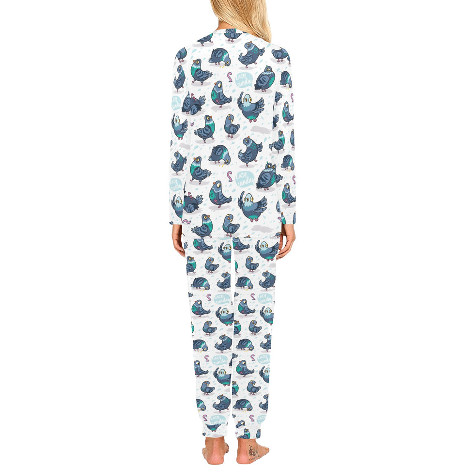 Pigeon Pattern Print Design 02 Women's All Over Print Pajama Set
