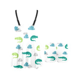 watercolor crocodile pattern Chest Sexy Pleated Two Piece Swim Dress