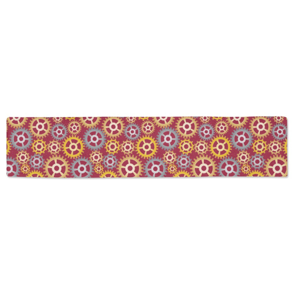 Gear Pattern Print Design 04 Table Runner