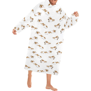 Jack Russel Pattern Print Design 04 Blanket Robe with Sleeves