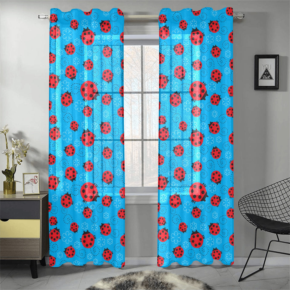Ladybug Pattern Print Design 02 Gauze Curtain