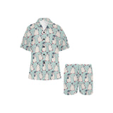 Cute Penguin pattern Women's V-Neck Short Pajama Set